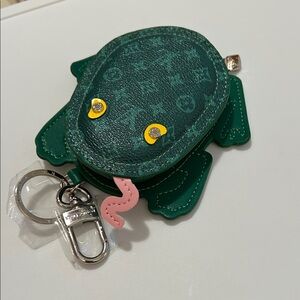 Louis Vuitton Green Frog Keychain with Pink Accent